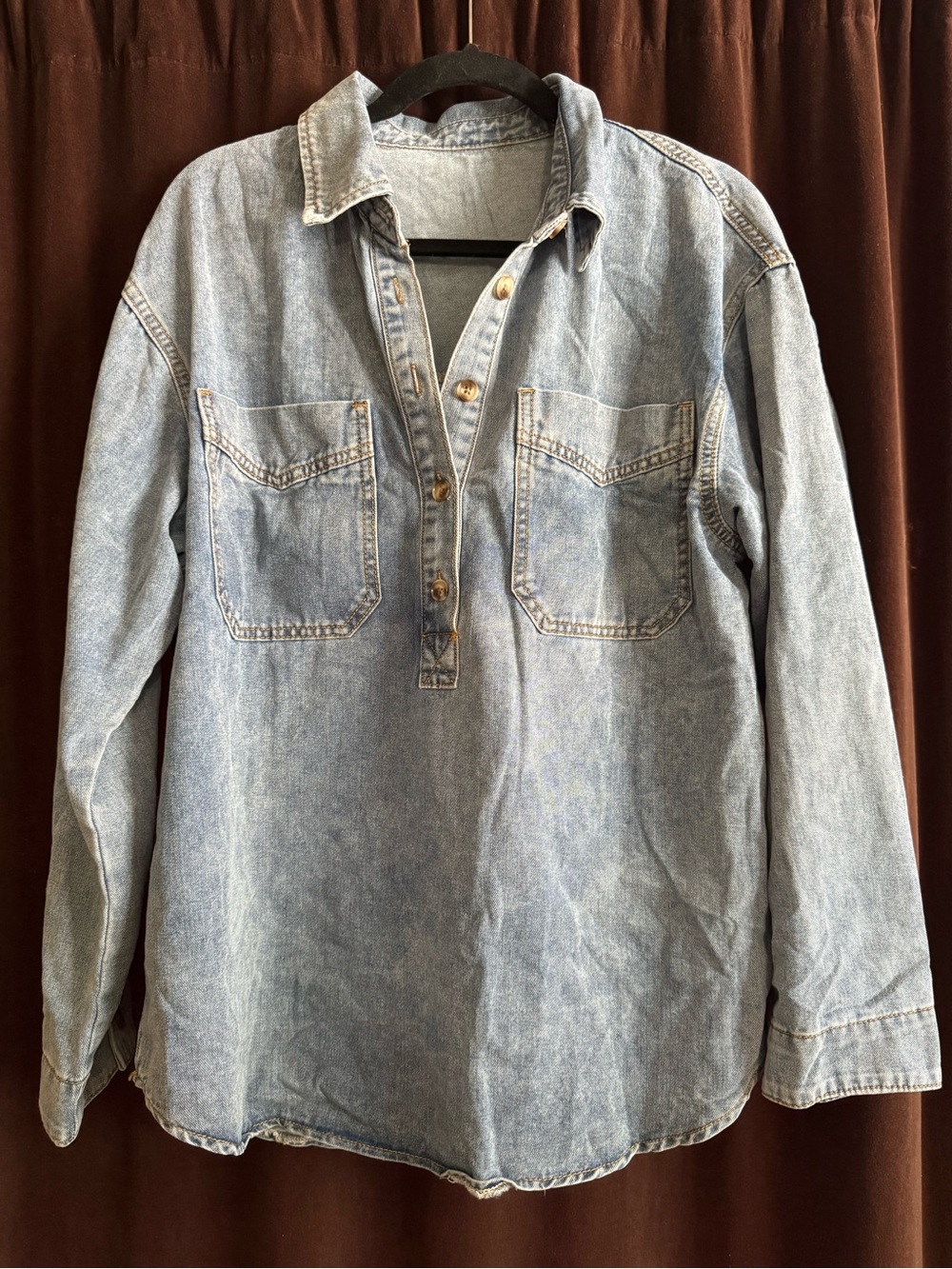 Light Wash Denim Pullover Shirt